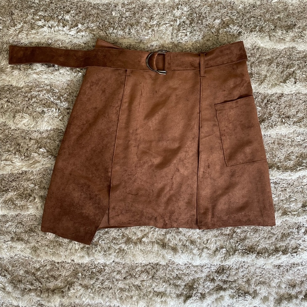 Suede mini skirt
